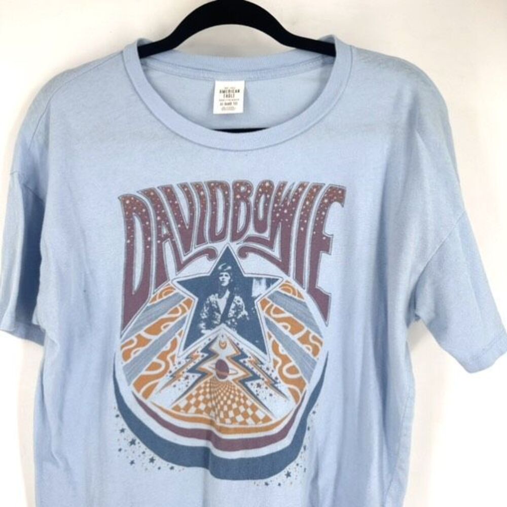 American Eagle David Bowie Band T-Shirt XXS‎ Overized Blue 90s vibes - Picture 2 of 10